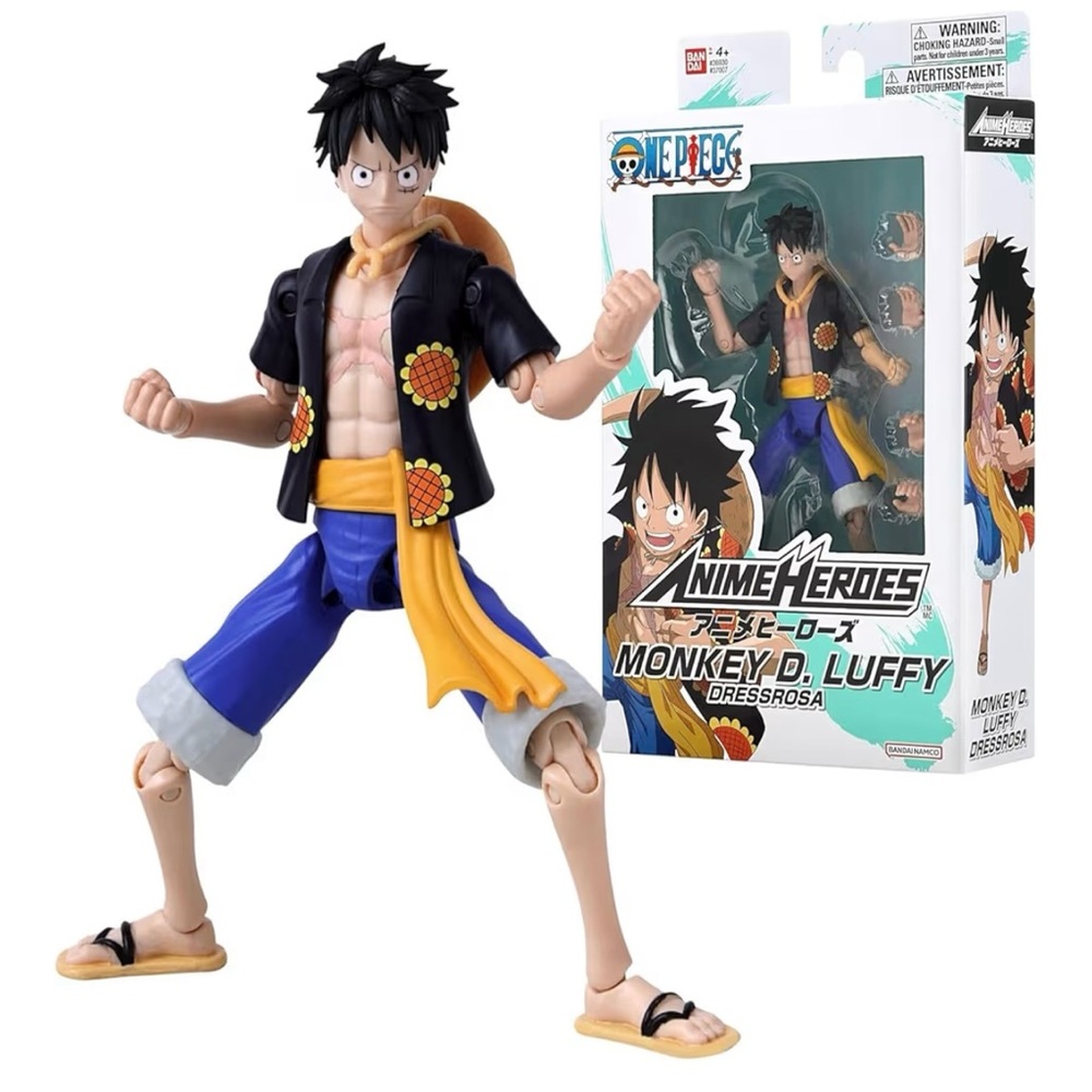 BANDAI - One Piece Anime Heroes Action Figure Monkey D. Luffy Dressrosa 17cm